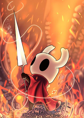 Hollow Knight in Fiery Environment