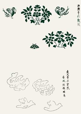 Japanese Botanical and Bird Motifs