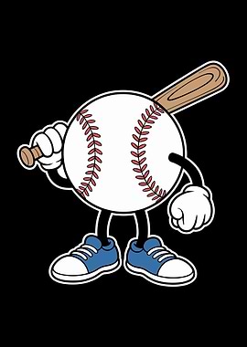Cartoon Baseball Character with Bat