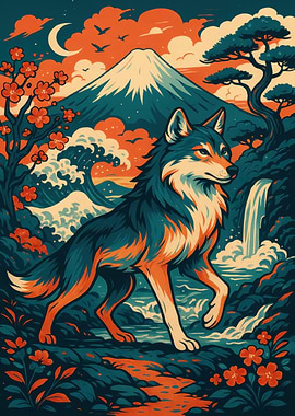 Wolf in Japanese Landscape Art