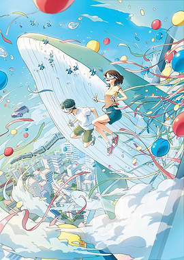 Whale Ride Over Cityscape