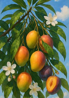 Mango and Plum Tree Painting
