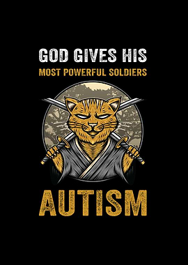Autism Awareness Cat Fighter Illustration