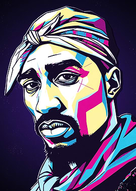 Tupac Shakur Colorful Portrait Art