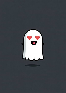 Cute Ghost with Heart Eyes