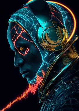 Cyberpunk Music Avatar with Headphones