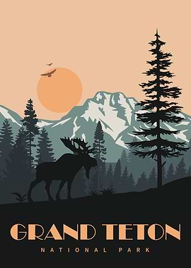 Grand Teton National Park Illustration