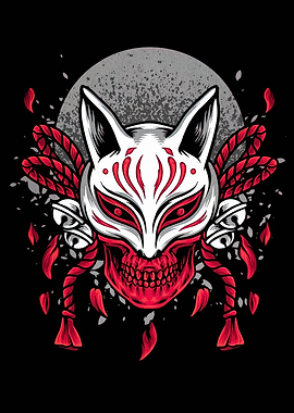 Fox Mask Skull with Bells