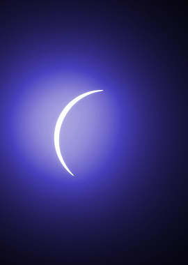 Crescent Moon on Blue Background