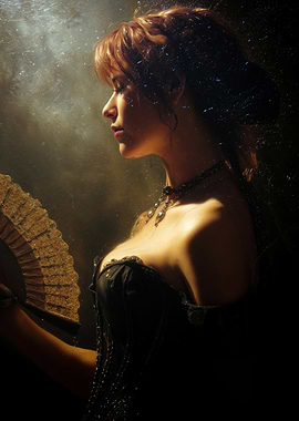 Victorian Woman with Fan Portrait