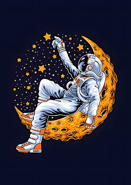 Astronaut on the Moon Illustration