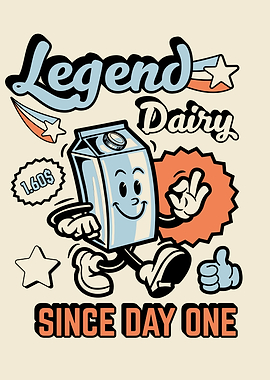 Legend Dairy Cartoon Mascot Illustration