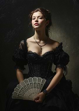 Victorian Woman with Fan Portrait