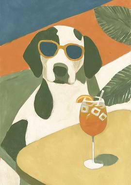 Cool Dog with Cocktail Painting