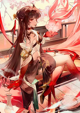 Girl with Rabbit Digital Art