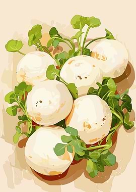 Turnips and Watercress Still Life