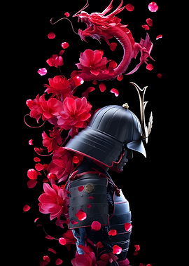 Samurai, Dragon, and Cherry Blossoms
