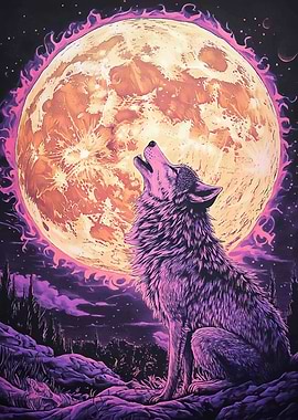 Wolf Howling Moon