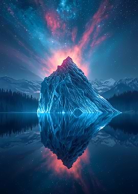 Mountain Reflection with Cosmic Sky