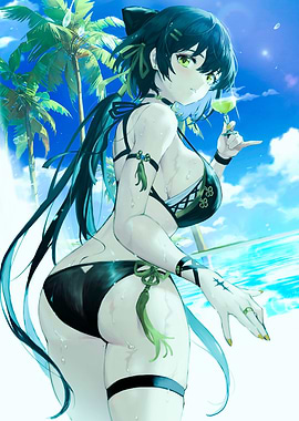 Girl in Bikini on Beach