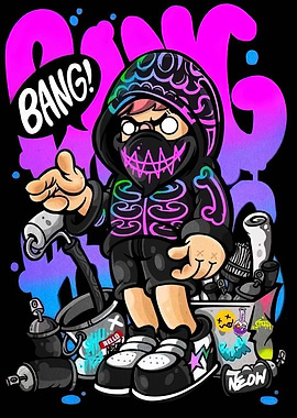 Graffiti Artist with Spray Paint Can