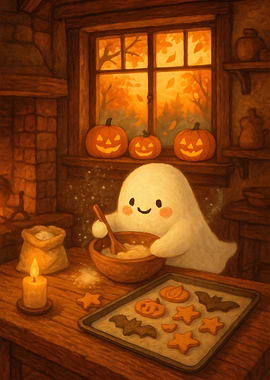 Cute Ghost Baking Halloween Cookies