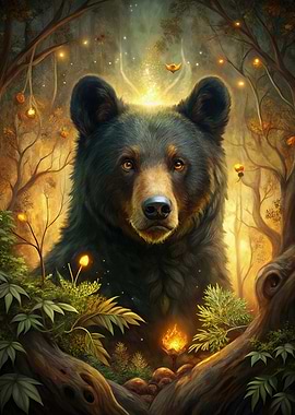 Mystical Bear in Enchanted Forest