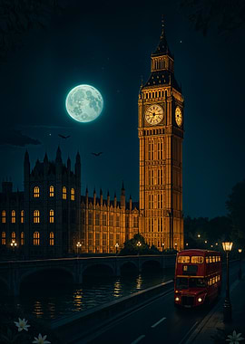 London at Night with Big Ben