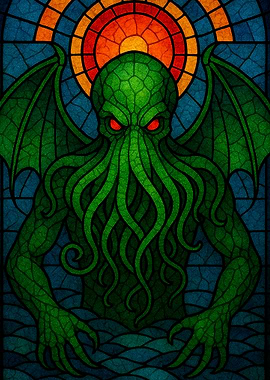 Cthulhu Stained Glass Illustration