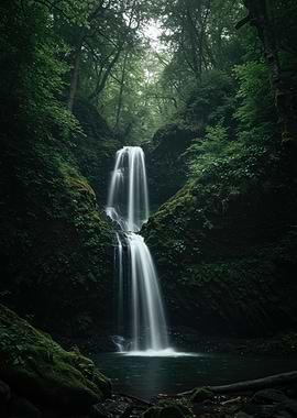 Lush Forest Waterfall