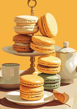 Macarons and Tea Still Life