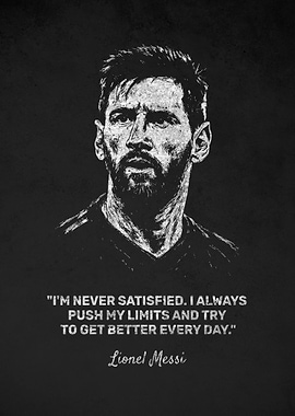 Lionel Messi Inspirational Satisfied Quote Poster