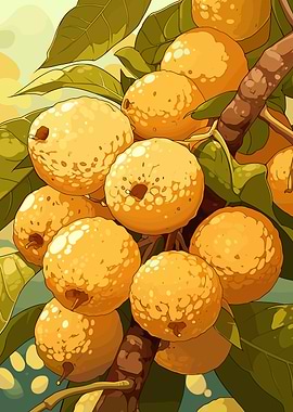 Loquat Tree with Ripe Fruits