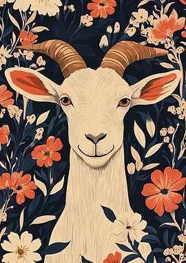 Floral Goat Portrait