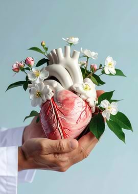 Heart in Hands with Flowers