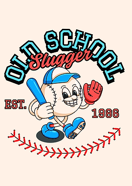 Old School Slugger Baseball Cartoon