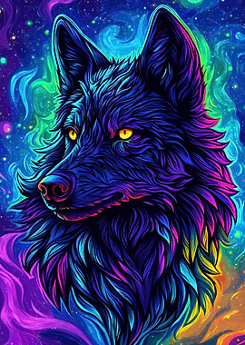 Neon Wolf Portrait