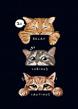 Cats with Emotions Illustration