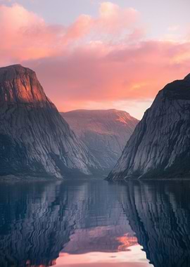 Norwegian Fjord at Sunset