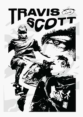Travis Scott Black and White Poster