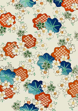 Floral Pattern with Geometric Accents