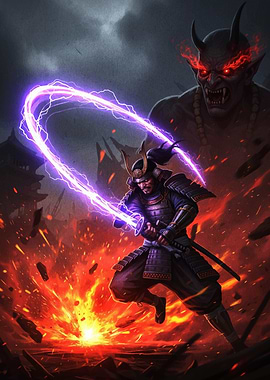 Samurai Warrior with Lightning Sword
