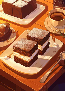 Delicious Desserts and Coffee Still Life