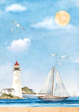 Watercolor Seascape Art