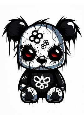 Creepy Cute Panda Bear Illustration