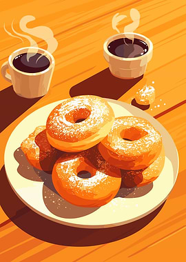 Donuts and Coffee Still Life
