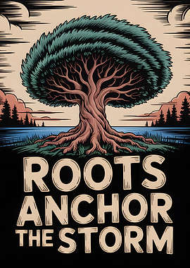 Roots Anchor the Storm Motivational Poster