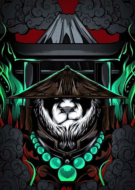 Panda Warrior with Asian Elements