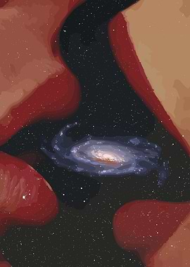 Galaxy Between Abstract Shapes