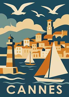 Cannes Travel Poster Art